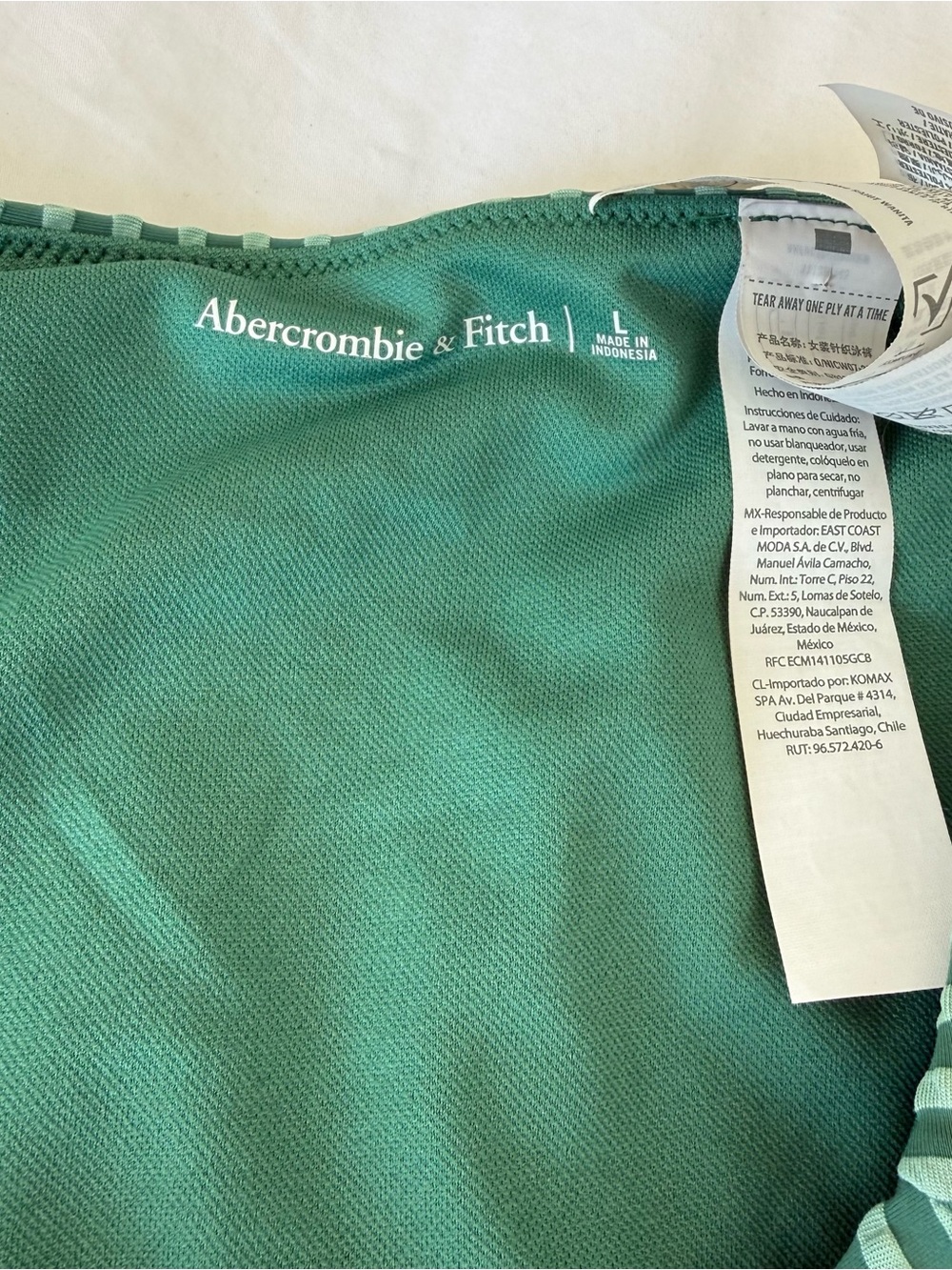 Never worn - A&F High-Waist Bandeau Bikini bottom in Sage Green Stripe - Picture 6 of 6